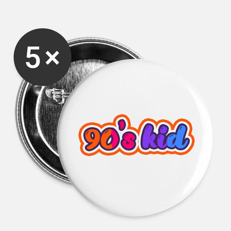 90's kid - Buttons klein 25 mm (5er Pack) - Weiß