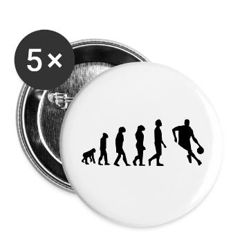 basket évolution - Lot de 5 petits badges (25 mm) - blanc - Devant