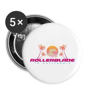 Rollerblade in California sunset - Buttons klein 25 mm (5er Pack) - Weiß - Vorne