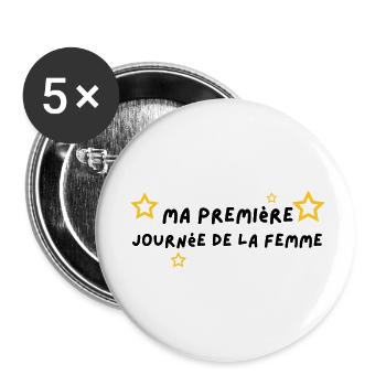 Ma première journée de la femme - Lot de 5 petits badges (25 mm) - blanc - Devant
