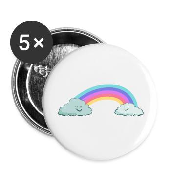 cute clouds and a reteo rainbow - Buttons small 1''/25 mm (5-pack) - white - Front