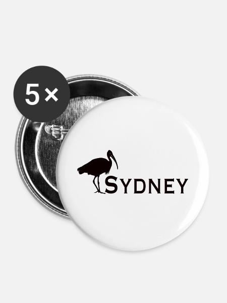 Bin Chicken Sydney - Buttons klein 25 mm (5er Pack) - Weiß