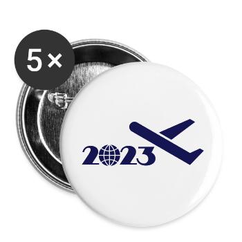 Voyage, Tour du Monde, Tour d’aventure 2023 - Lot de 5 petits badges (25 mm) - blanc - Devant