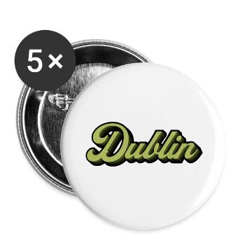 Dublin Retro Script in Lime - Buttons klein 25 mm (5er Pack) - Weiß - Vorne