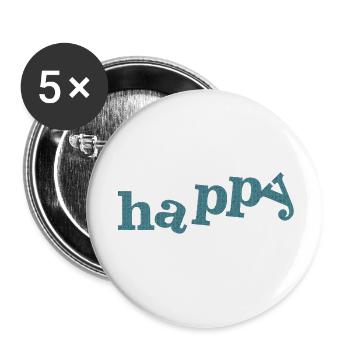 HAPPY - Buttons klein 25 mm (5er Pack) - Weiß - Vorne