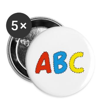ABC - Schulstart, Schulkind - Buttons klein 25 mm (5er Pack) - Weiß - Vorne