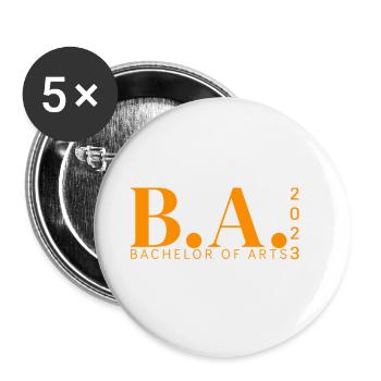 B.A. - BACHELOR OF ARTS 2023 - Buttons klein 25 mm (5er Pack) - Weiß - Vorne