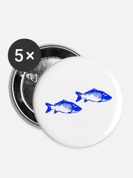 fische - Buttons klein 25 mm (5er Pack) - Weiß