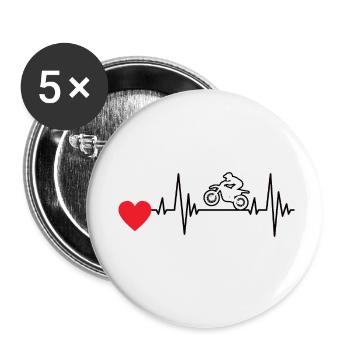 Motorrad Motorcross Motorradfahrer Motorradfan - Buttons klein 25 mm (5er Pack) - Weiß - Vorne