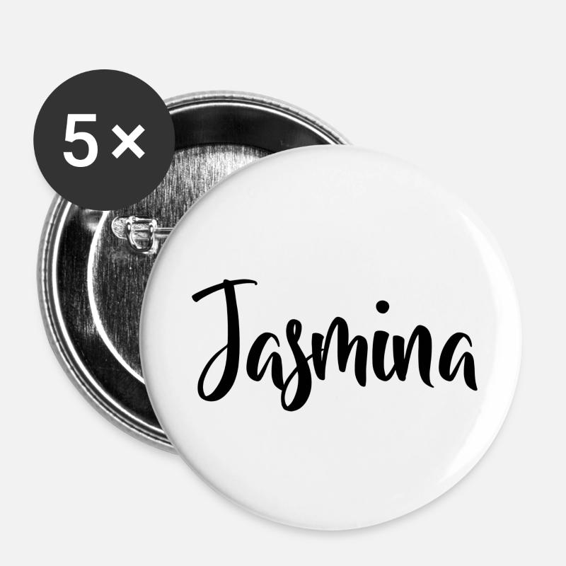 First name Jasmina - Buttons small 1''/25 mm (5-pack) - white