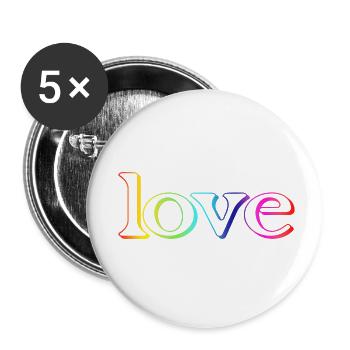 love - Buttons klein 25 mm (5er Pack) - Weiß - Vorne