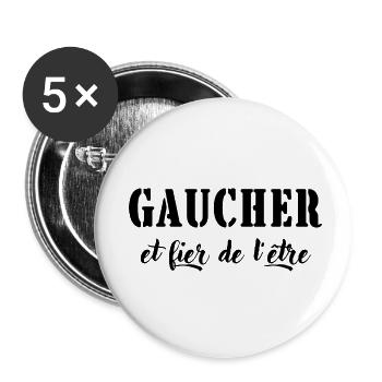 gaucher et fier de l'être - Lot de 5 petits badges (25 mm) - blanc - Devant