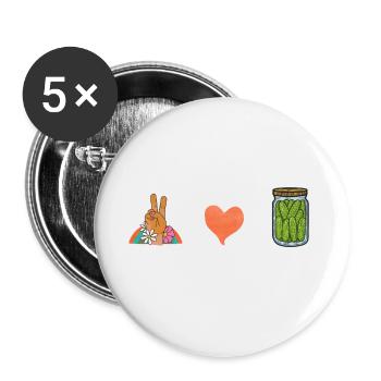 Frieden Liebe Und Gurken Liebhaber Essen Vintage - Buttons klein 25 mm (5er Pack) - Weiß - Vorne