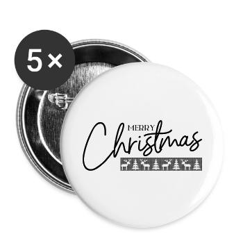 Frohe Weihnachten - Buttons klein 25 mm (5er Pack) - Weiß - Vorne