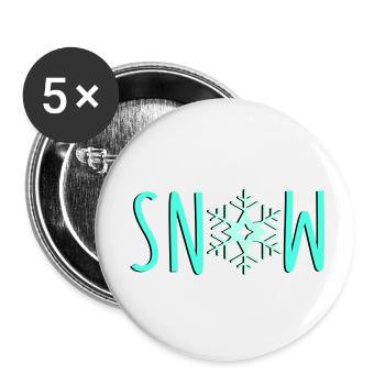 Neige flocon de neige - Lot de 5 petits badges (25 mm) - blanc - Devant