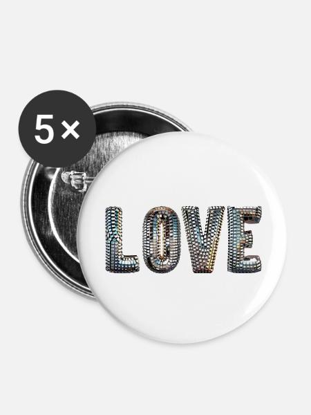 Disco Liebe - Buttons klein 25 mm (5er Pack) - Weiß