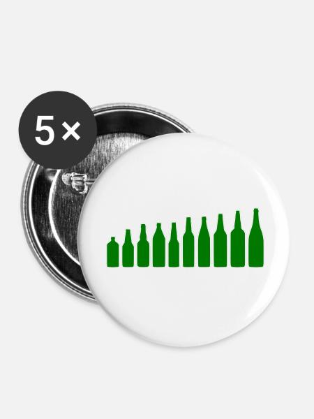 Bierflaschen - Buttons klein 25 mm (5er Pack) - Weiß