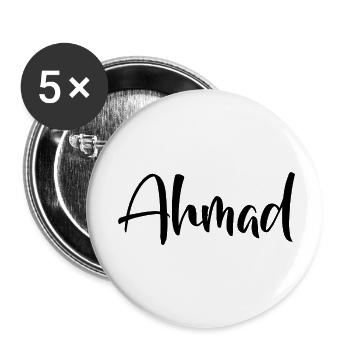 Name - Ahmad - Buttons small 1''/25 mm (5-pack) - white - Front