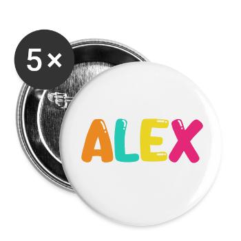 Name - Alex - Buttons klein 25 mm (5er Pack) - Weiß - Vorne