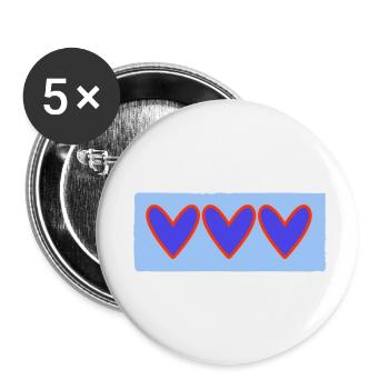 HERZ. HERZ. VALENTINSTAG. LIEBE. LIEBE. PAAR. - Buttons klein 25 mm (5er Pack) - Weiß - Vorne