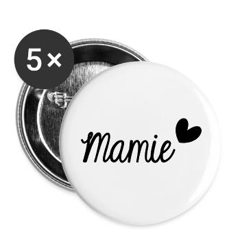 MAMIE - Lot de 5 petits badges (25 mm) - blanc - Devant