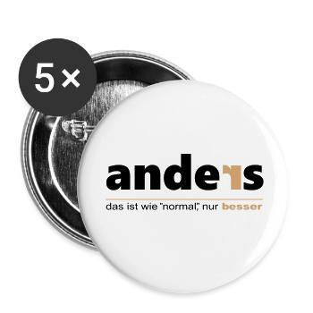 Anders ist wie "normal", nur besser. Sei du selbst - Buttons klein 25 mm (5er Pack) - Weiß - Vorne