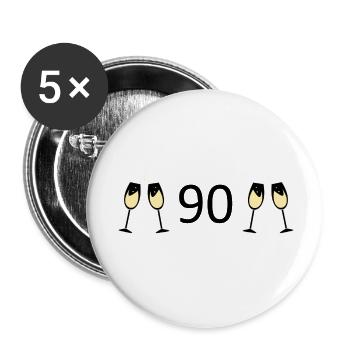 90th Birthday 90th Anniversary 90 Number 90 Black - Buttons small 1''/25 mm (5-pack) - white - Front