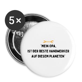 Mein Opa ist der beste Handwerker den es gibt - Buttons klein 25 mm (5er Pack) - Weiß - Vorne