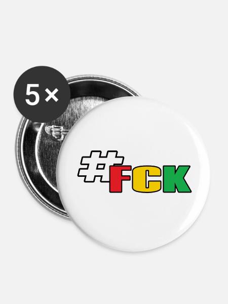 #FCK - Buttons klein 25 mm (5er Pack) - Weiß