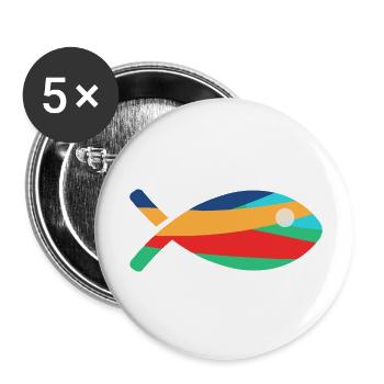 POISSON. - Lot de 5 petits badges (25 mm) - blanc - Devant