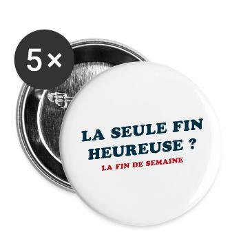 La seule fin heureuse cadeau humour original drole - Lot de 5 petits badges (25 mm) - blanc - Devant