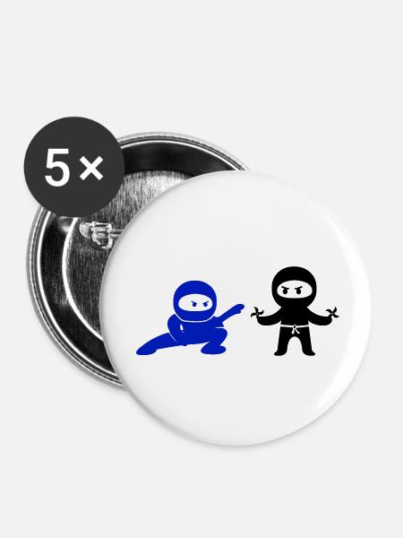 ninjas - Buttons klein 25 mm (5er Pack) - Weiß