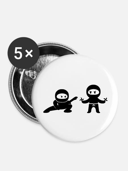 ninjas comic - Buttons klein 25 mm (5er Pack) - Weiß