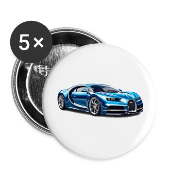 Hypercar Chiron - Lot de 5 petits badges (25 mm) - blanc - Devant