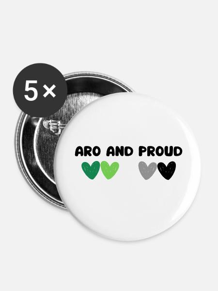 Aromantisch und stolz - Buttons klein 25 mm (5er Pack) - Weiß