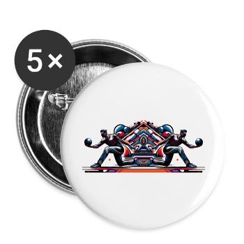 Dynamic, colorful bowlers in action - Buttons small 1''/25 mm (5-pack) - white - Front