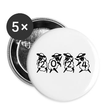 2024 Jahreszahl Datum Zahl Anno Kalenderjahr Sheep - Buttons klein 25 mm (5er Pack) - Weiß - Vorne