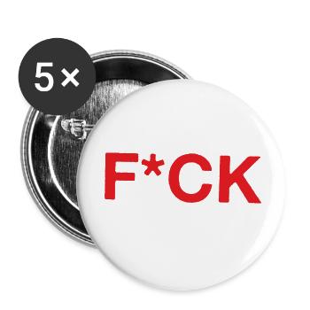F*CK - Lot de 5 petits badges (25 mm) - blanc - Devant
