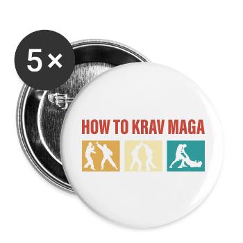 How To Krav Maga Training Martial Arts - Buttons small 1''/25 mm (5-pack) - white - Front