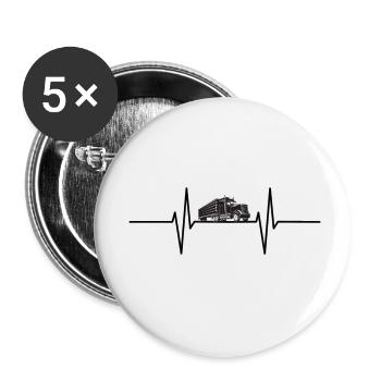 Heartbeat with truck - Buttons small 1''/25 mm (5-pack) - white - Front