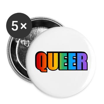 Queer - Buttons klein 25 mm (5er Pack) - Weiß - Vorne