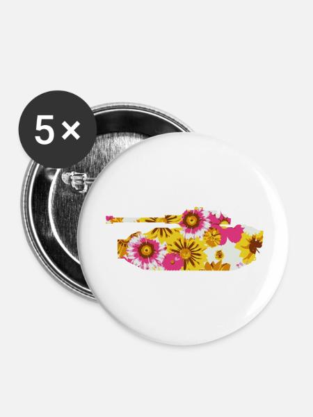 Friedenspanzer - Buttons klein 25 mm (5er Pack) - Weiß