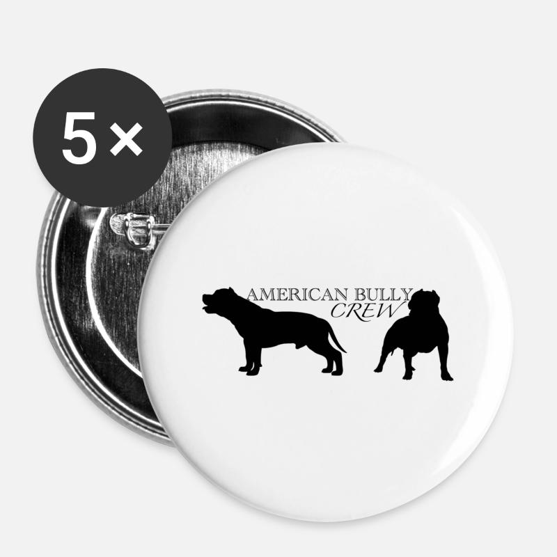 Amercian Bully Crew - Lot de 5 petits badges (25 mm) - blanc