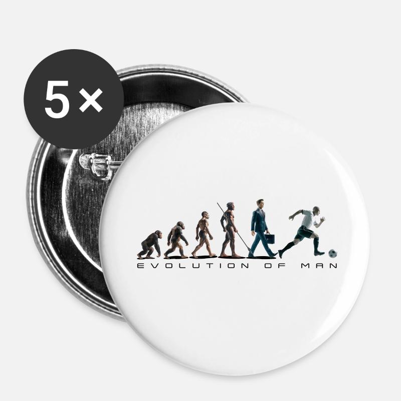 Evolution Fussball Zeichenfläche 1 - Buttons klein 25 mm (5er Pack) - Weiß