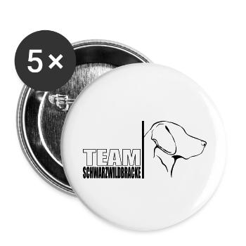 TEAM Schwarzwildbracke Hunde Hund Wilsigns - Buttons klein 25 mm (5er Pack) - Weiß - Vorne