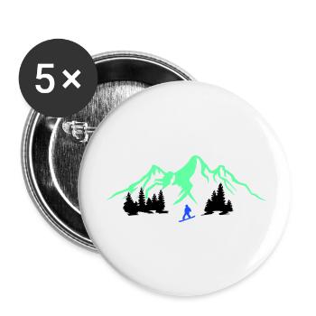 Planche à neige - Lot de 5 petits badges (25 mm) - blanc - Devant
