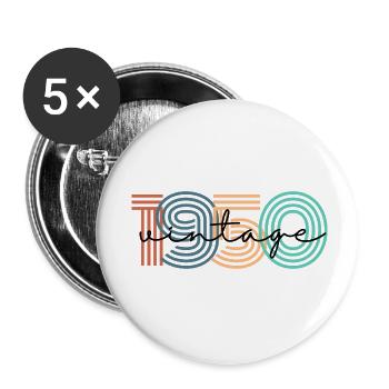 1950er Jahre Vintage Retro - Buttons klein 25 mm (5er Pack) - Weiß - Vorne