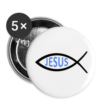 jesus fisch symbol - Buttons klein 25 mm (5er Pack) - Weiß - Vorne