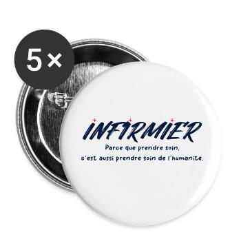 INFIRMIERE INFIRMIER DOCTEUR HUMOUR DRÖLES T - Lot de 5 petits badges (25 mm) - blanc - Devant