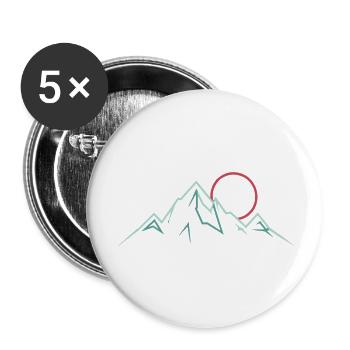 Minimalist Mountain Range with Rising Sun - Buttons small 1''/25 mm (5-pack) - white - Front